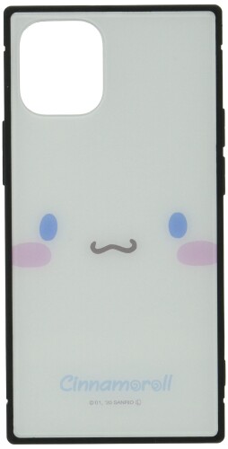 グルマンディーズ サンリオキャラクターズ iPhone12 mini(5.4インチ)対応 スクエアガラスケース シナモロール SANG-71CN ホワイト、スカイブルー