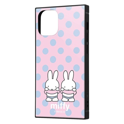 イングレム iPhone 12 mini ケース 耐衝撃 カバー KAKU ミッフィー miffy 水玉_ピンク