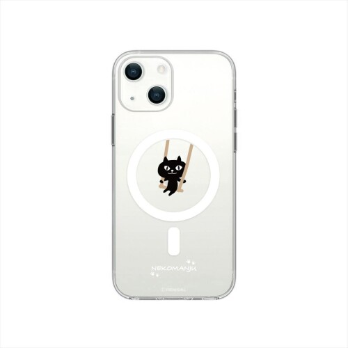 abbiFRIENDS iPhone 13 mini ケース Magsafe対応 クリアケース ( Magsafe用マグネット搭載 フレンズヒル NEKOMANJU キャラクター 4つ角 エアクッション 耐衝撃 ハイブリット素材 防塵 ワイヤレス充電 ) ネコマンジュウ ブランコ ABF21699i13MN