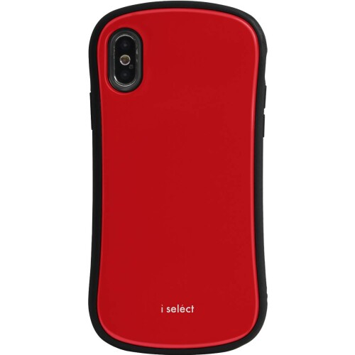 グランサンク i select iPhone Xs/X 対応ケース(カードポケット付)(TPU×背面強化ガラス) ise-01rd