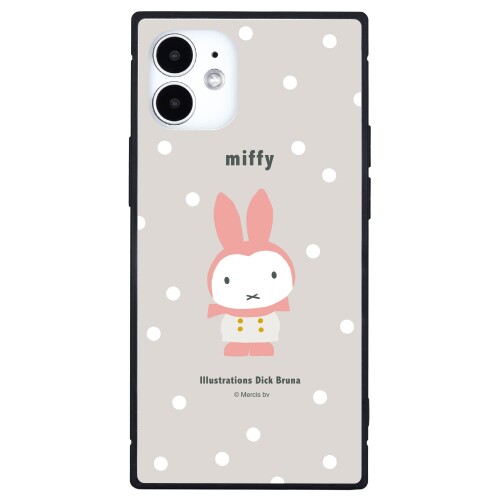 グルマンディーズ ミッフィー miffy snow iPhone12 mini(5.4インチ)対応スクエアガラスケース グレー MF-233GY