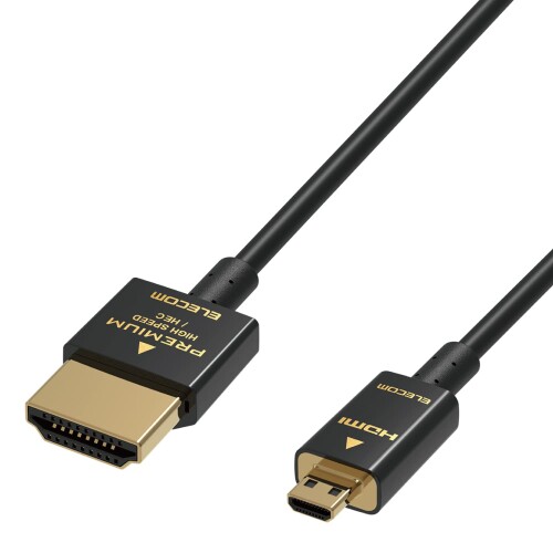 エレコム micro HDMI ケーブル 1.0m プレミアム スーパースリム 4K 2K (60P)対応 ブラック DH-HDP14SSU10BK