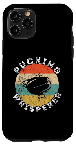 iPhone 11 Pro Pucking Whisperer アイスホッケーパック レトロ ビンテージ サンセット スマホケース