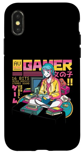 iPhone X/XS AV Retro Gamer Girl アニメ スマホケース