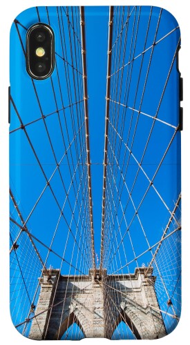 iPhone X/XS Blue Sky Brooklyn Bridge Cables ニューヨークシティ ブルックリン スマホケース