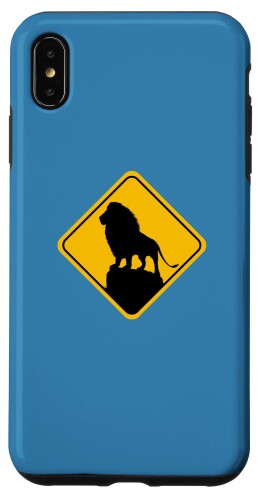 iPhone XS Max Lion Crossing Road Sign Classic Minimalist Graphic スマホケース