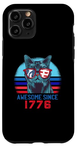 iPhone 11 Pro MEOWICA AWESOME SINCE 1776 アメリカンキャット サングラス ミーム スマホケース