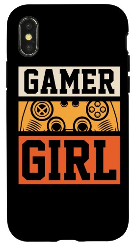 iPhone X/XS Gamer Girl キュート レトロスタイル ビデオゲームコントローラー スマホケース