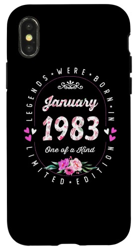 iPhone X/XS フローラルギフトアイデア レジェンドは1983年一月生まれ - 誕生日 スマホケース