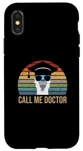 iPhone X/XS Call Me Doctor ファニーラマ サングラスとモルタルボード付き スマホケース