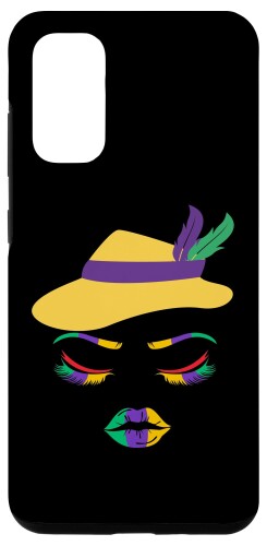 Galaxy S20 Mardi Gras Lips 女性の顔 カーニバル パレード 仮面舞踏会 パーティー スマホケース