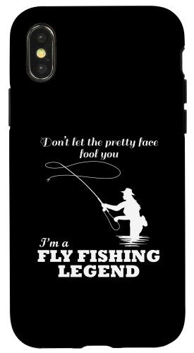 iPhone X/XS Catching Fish Funny Quote フライフィッシングガール フィッシャーウーマン スマホケース