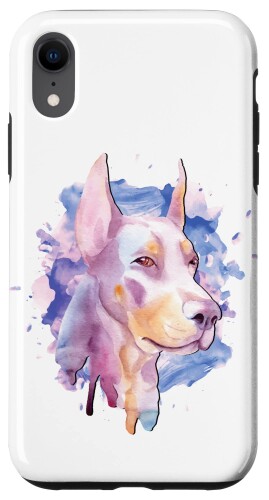 iPhone XR 水彩 ドーベルマン ピンシャー 犬好き アーティスティック ドビーオーナー スマホケース