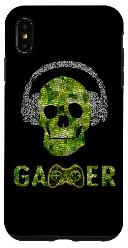 iPhone XS Max Skull Mosaic Gamer ビデオゲーム ゲームコンソール スマホケース