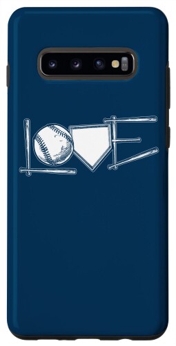 Galaxy S10+ Baseball LOVE Letters Bats Ball Home Plate Retro Sports Fan スマホケース