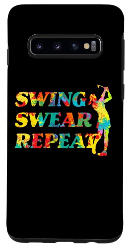 Galaxy S10 Water Color Swing Swear Repeat Funny Golf Golfing スマホケース