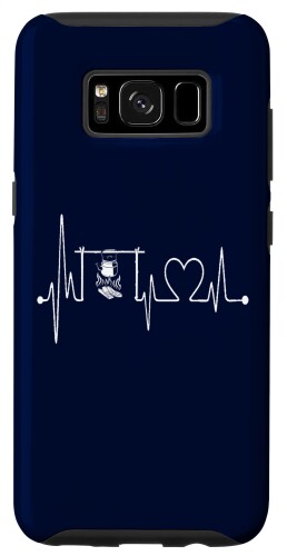 Galaxy S8 キャンプ ハイキング ハートビート EKG ライン キャンパー テント キャンプファイヤー 楽しい スマホケース