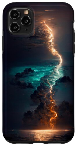 iPhone 11 Pro Max 夜の雷雨海雷雨雲自然 スマホケース