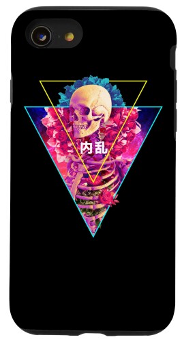 iPhone SE (2020) / 7 / 8 Vaporwave スケルトン 花付き 内 ターモイル 日本語 漢字 スマホケース