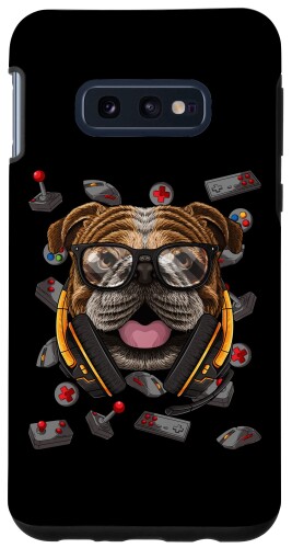 Galaxy S10e Gamer Bulldog ゲームドッグ ビデオゲームプレーヤー ボーイズ キッズ スマホケース