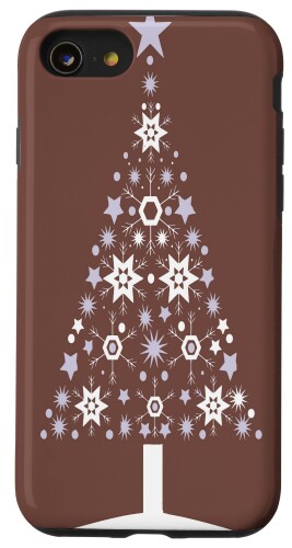 iPhone SE (2020) / 7 / 8 雪の結晶と星のクリスマスツリー 赤茶色 スマホケース