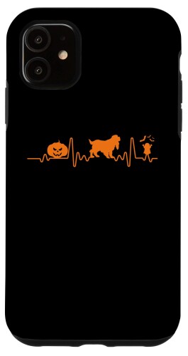 iPhone 11 コッカースパニエル 犬 ハートビート パンプキン 面白い ハロウィン コスチューム スマホケース