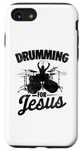 iPhone SE (2020) / 7 / 8 Drumming For Jesus ロックミュージックドラマー ドラムセット ミュージシャンメタル スマホケース