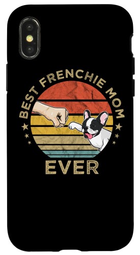 iPhone X/XS Best Frenchie Mom Ever ヴィンテージレトロフレンチブルドッグマザー スマホケース