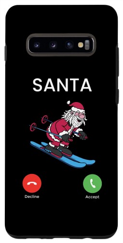 Galaxy S10+ サンタスキー好き面白いクリスマススキーがクリスマスを呼んでいる スマホケース