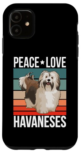 iPhone 11 Peace Love Havaneses 引用句 レトロ 犬 オーナー ビンテージ スマホケース