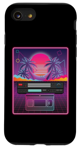 iPhone SE (2020) / 7 / 8 Vaporwave 80s 90s VCR プレーヤー&テープ レトロヴィンテージグリッド スマホケース