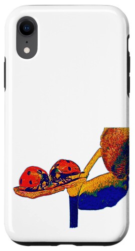 iPhone XR Popart てんとう虫 カップル 一緒に葉っぱの上のイラスト てんとう虫 スマホケース